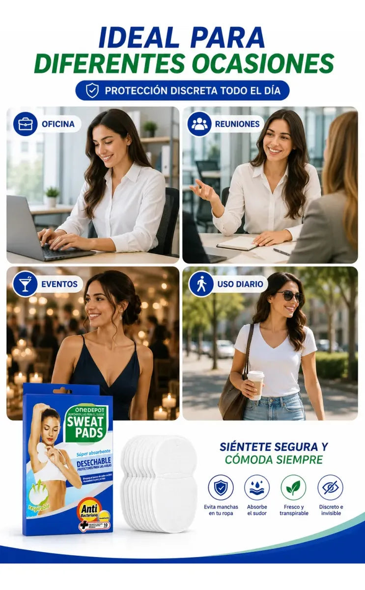 Sweat Pads es ideal para oficina, reuniones, eventos y uso diario